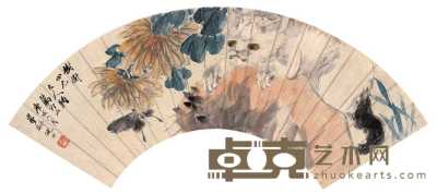 倪墨畊 1910年作 猫蝶图 框 15×51cm